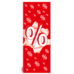 Bild von Papier-Banner einseitig 48x138cm 3-D Prozentzeichen