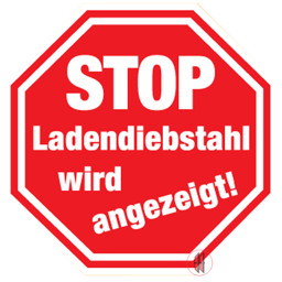 Zeige Details für Ankleber "Stop Ladendiebstahl wird angezeigt" Bild von Ankleber "Stop Ladendiebstahl wird angezeigt"