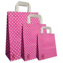 Zeige Details für Papiertragetasche Points pink (25/50/250 Stück) Bild von Papiertragetasche Points pink (25/50/250 Stück)