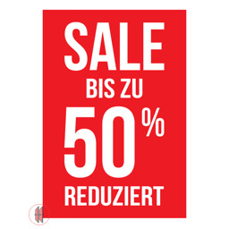 Bild von Banner für Kundenstopper A1 Sale bis zu 50 % Reduziert