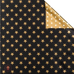 Bild von Geschenkpapier schwarz Sterne - gold Punkte